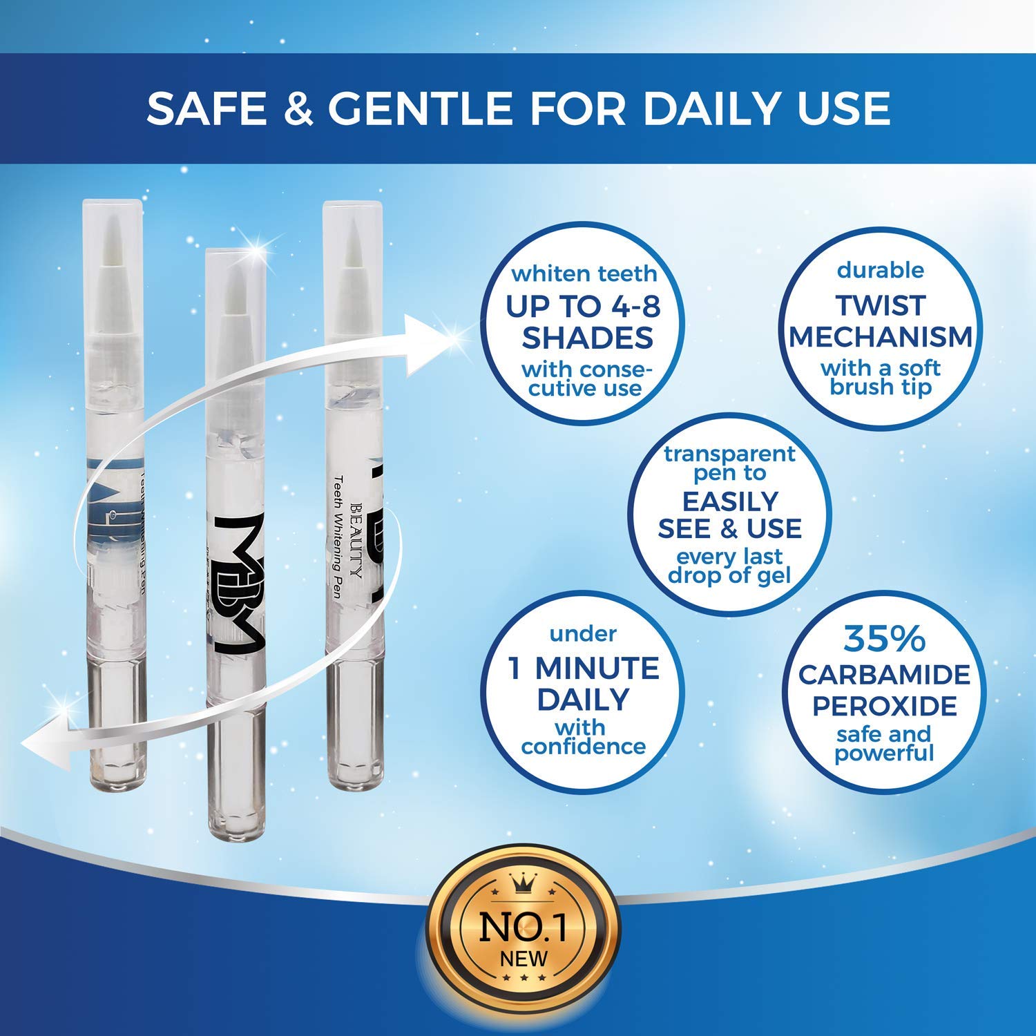 Teeth Whitening Pen [ 3 Pens] Safe 35 Carbamide Peroxide Gel