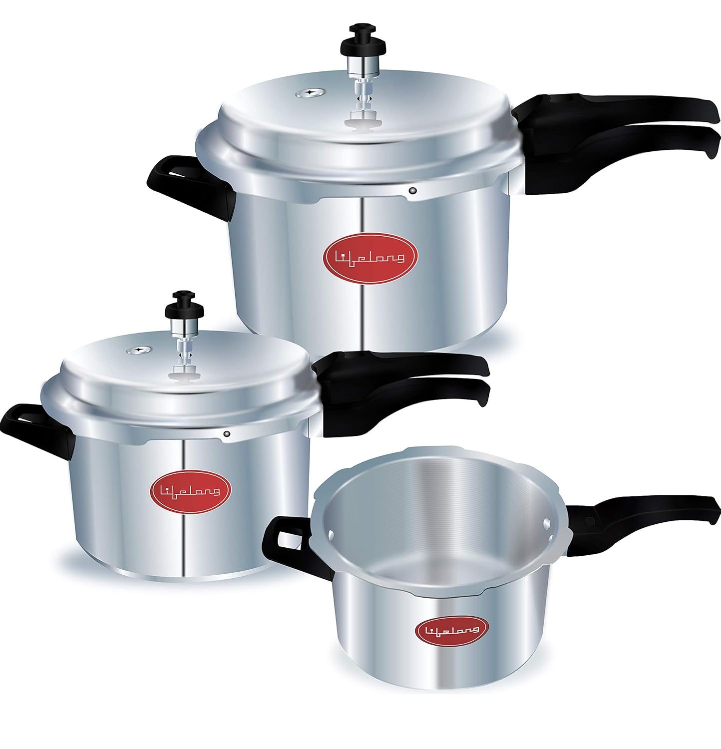 Lifelong Pressure Cooker Outer Lid Combo, 2 Litre, 3 Litre & 5 Litre
