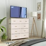 LYNCOHOME Beige Fabric Dresser with Wood Top 9 Drawers Chest of Drawers view 3