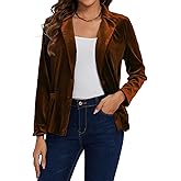 MINTLIMIT Velvet Blazer for Women Casual Work Office Long Sleeve Notched Lapel Button Blazer Jacket with Pockets Outerwear