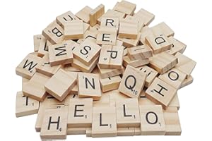 MFDSJ 400 PCS Scrabble Letters for Crafts, Wood Scrabble Tiles, DIY Wood Gift Decoration, Making Alphabet Coasters and Scrabble Crossword Game