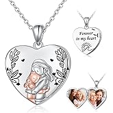 HOOHWE Mother Daughter Sisters Photo Necklaces 925 Sterling Silver Picture Necklace Keep Someone Near to You Heart Shaped Locket That Holds Pictures Memory Jewelry for Mom Daughter Son Sisters