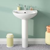 DeerValley Compact Bathroom Sink White 20"x17" Ceramic Sleek Basin DV-1P523 | Single Faucet Hole, Porcelain, Overflow, Space Efficient, Splash Resistant, Ideal for Bathroom, Mall, Restaurant, School