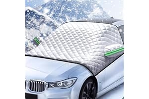 HOMGATY Windshield Cover for Ice and Snow, 90"x51" Universal Windshield Snow Cover Windshield Frost Ice Removal Cover, Cotton PEVA Fabric Liner with Aluminum Foil Lamination for All Cars Trucks Vans SUVs