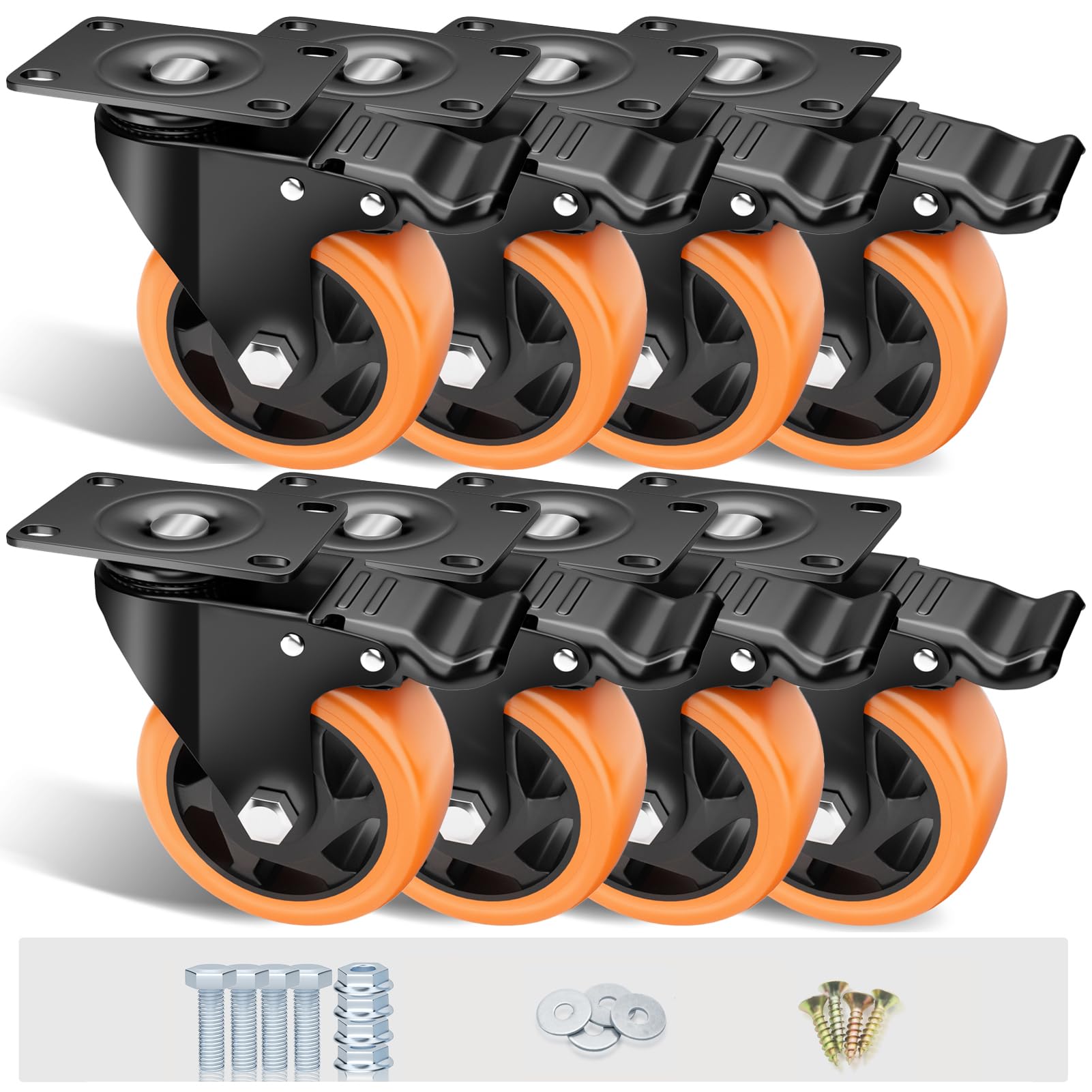 ASHGOOB 4" Caster Wheels Set of 8, Heavy Duty