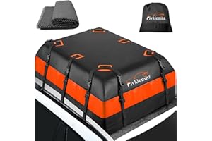Car Roof Bag Cargo Carrier, 21 Cubic Feet Waterproof Rooftop Cargo Carrier with Anti-Slip Mat + 8 Reinforced Straps + 6 Door 
