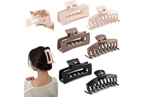 6Pcs 4.3in Medium Slicone Cloud Claw Clips - Soft & Flexible Rectangle Cozy Hair Clip, Unsnappable with Non-Slip Strong Hold,