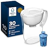 Brita Large 10-Cup Elite Water Filter Pitcher, WQA NSF/ANSI Certified, Reduces 99% of Lead, Microplastics, &amp; 30 Contaminants, BPA-Free, Removes Chlorine Taste &amp; Odor, 1 Filter Included, White