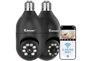 Jennov 2.4Ghz/5 Ghz WiFi Light Bulb Security Camera Wireless Outdoor - 2K Cameras for Home Security Outside, Light Socket Ind