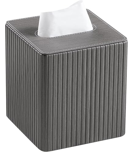 Amazon.com: Gray Square PU Leather Tissue Box Cover with Magnetic