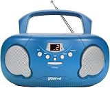 groov e Original Boombox Portable CD Player Bluetooth Radio 2x1.2W Blue