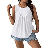 Bliwov Womens Tank Tops Crewneck Sleeveless Trendy Summer Casual Shirts Loose Fit Plus Size Beach Vacation Workout Clothes