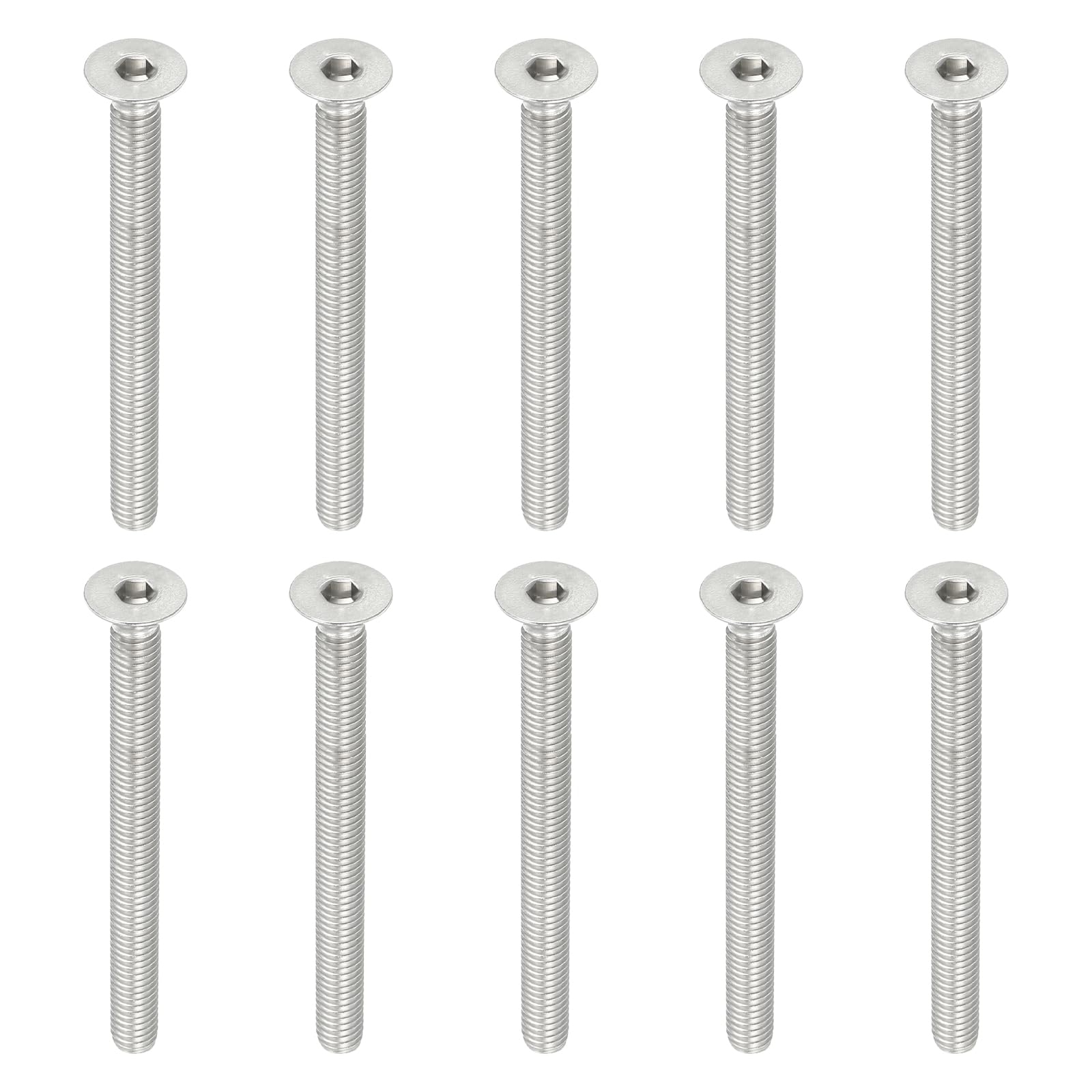 PATIKIL M6 x 70mm Flat Head Socket Cap Screws, 10 Pack 304 Stainless Steel 18-8 Machine Screws Flat Countersunk Bolts Hex Socket Drive Fasteners Grade 6.8 — image 1