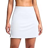 SANTINY 16" Skorts for Women with 2 Pockets High Waisted A Line Pickleball Golf Skort Casual Athletic Tennis Skirt