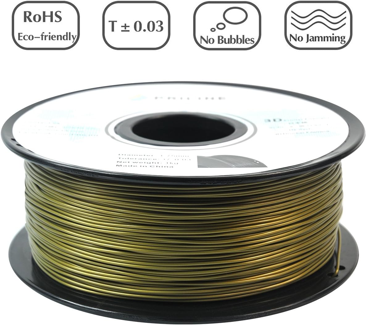 PRILINE PLA-1KG 1.75 3D Printer Filament, Dimensional Accuracy +/- 0.03 mm, 1kg Spool, 1.75 mm, Bronze (Pantone Code:4495C)