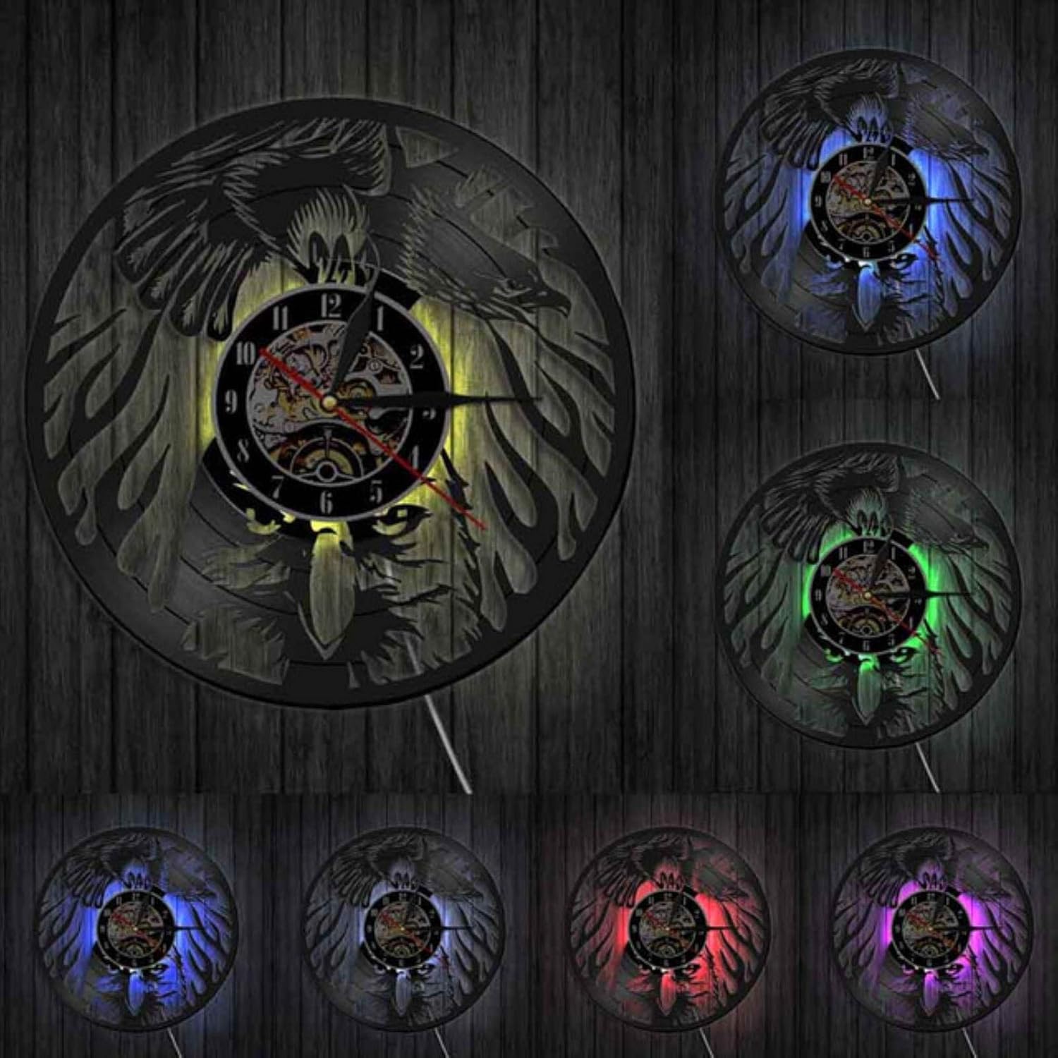 ATHNVC Reloj de Pared águilas, Animales murales Decorativos Reloj de