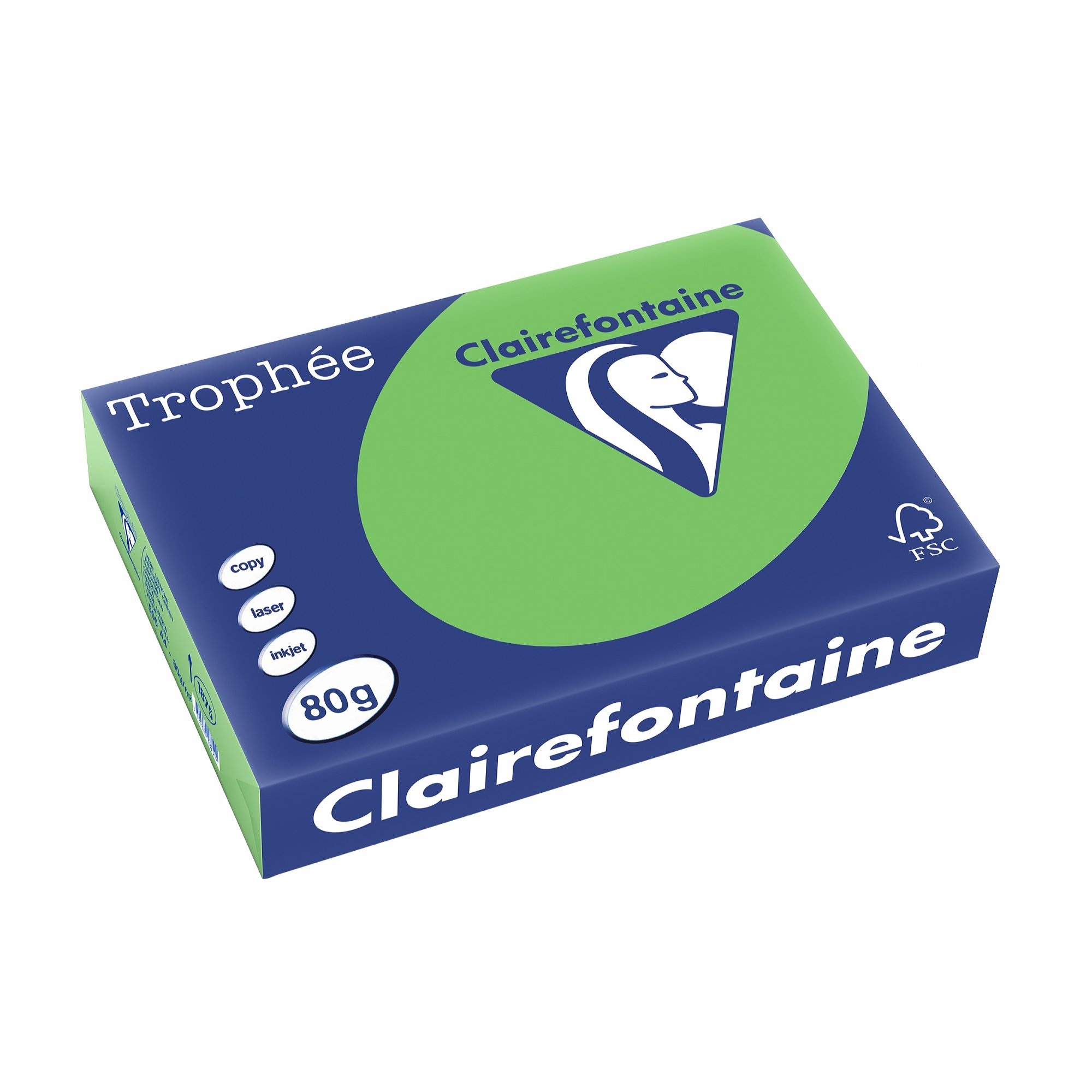 Clairefontaine Trophee Colours Paper 80gsm Ream-wrapped A4 Intense Green Ref 1875 [500 Sheets] — image 1