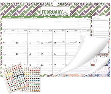 Amazon ウォールカレンダー18 19 プラスチック製カバー付き大型月例ウォールカレンダー 17インチx 11 5インチ 13ヶ月学年卓上カレンダー 18年12月 19年12月 Cooloo著 文房具 オフィス用品 文房具 オフィス用品