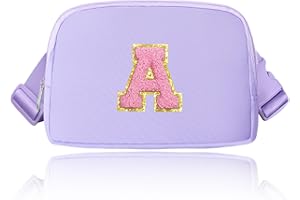 Janhavi Belt Bag for Women, Initial Fanny Packs for Women, Belt Bag for Girls,Birthday Gifts for 6 7 8 9 10 11 12 13 Year Old,Purse for Girls Kids, Girlfriend, Her, Crossbody Bag-Lavender A