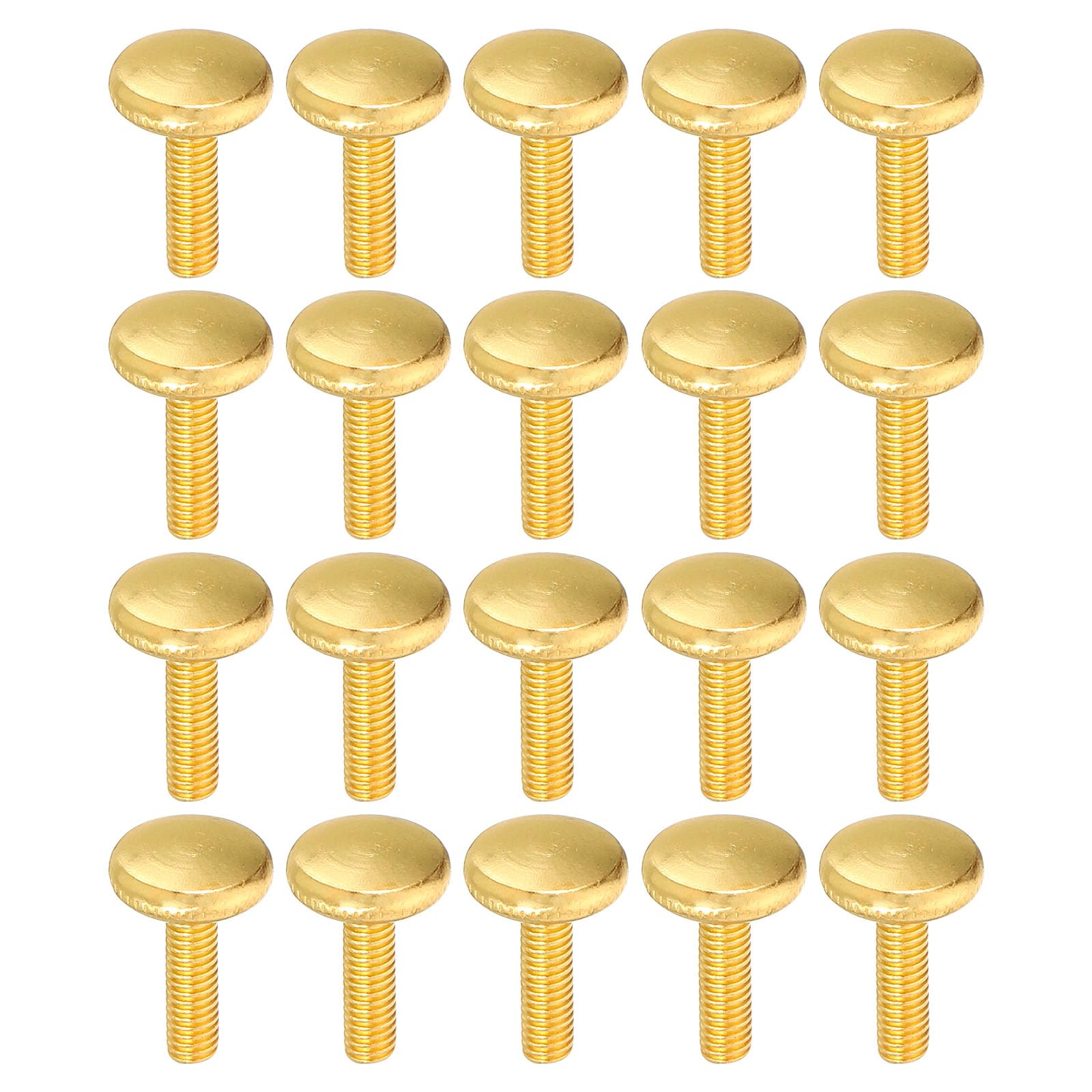 PATIKIL M4x13mm Thumb Screws, 20 Pack Knurled Head Shoulder Flat Tip Bolts Knobs Hand Grip Screws Fasteners for PC Lighting Furniture Hardware, Gold