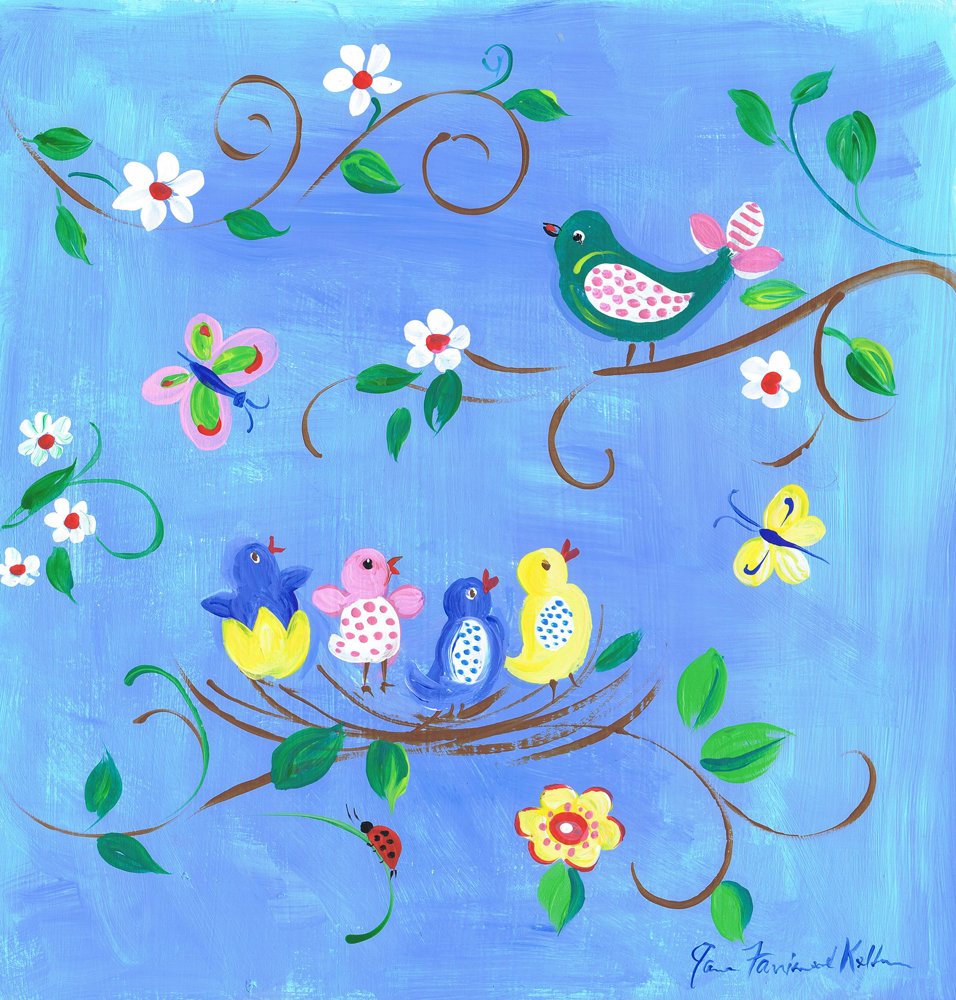 The Kids Room by Stupell Birds in The Nest Square Wall Plaque