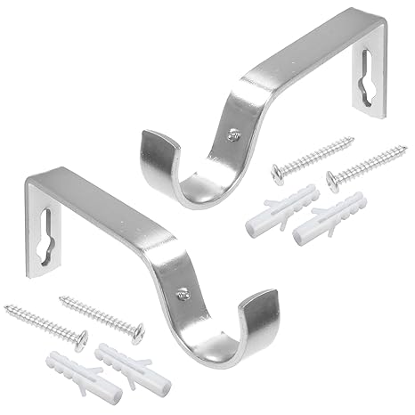 White Hinge 2x Large 28mm Satin Chrome Curtain Pole Holder
