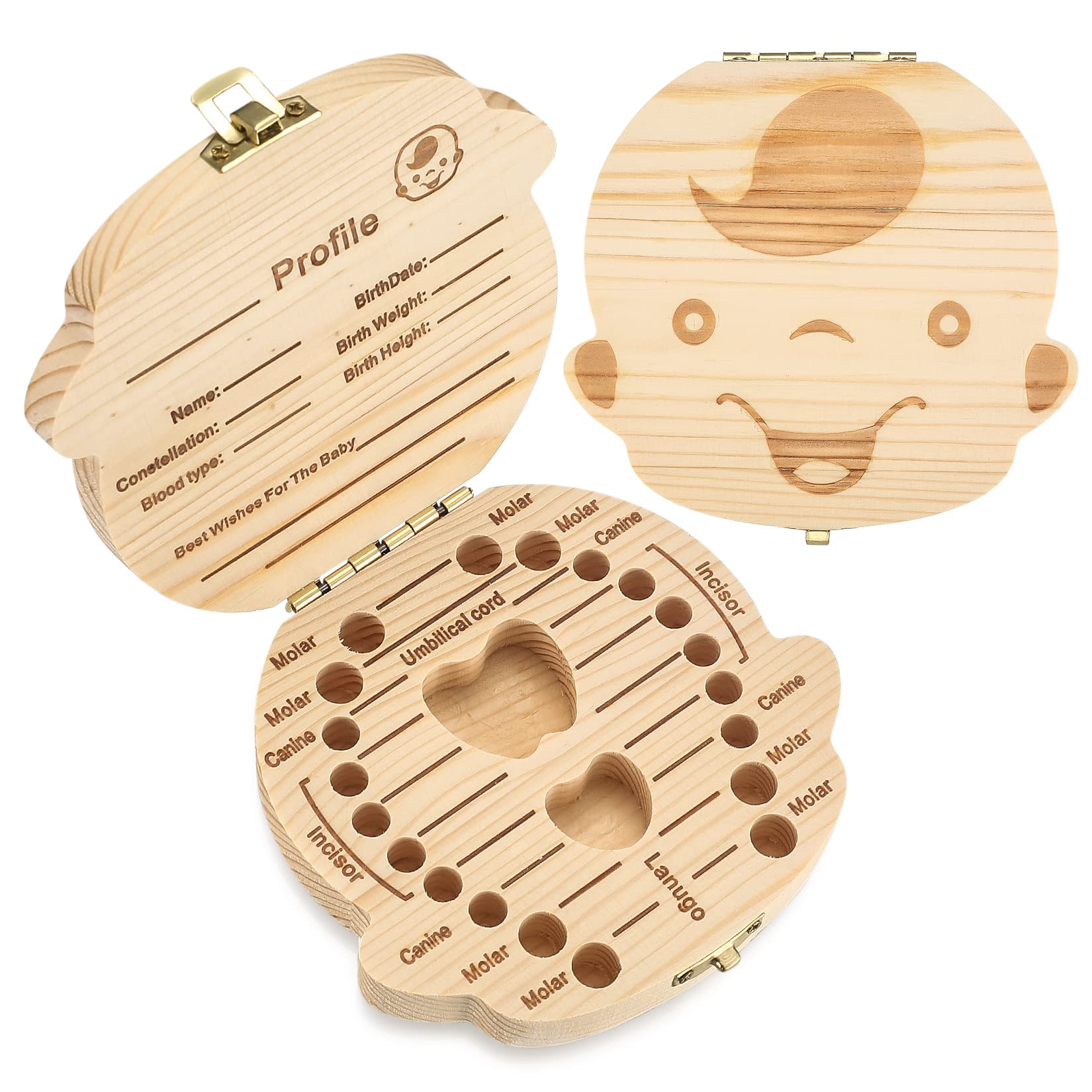 wugongshan Wooden Tooth Box, Milk Tooth Box for Boys, Milk Teeth Box, Tooth Box, Storage Box, Tooth Box for Storing Baby Teeth, Souvenir Box (Boy)