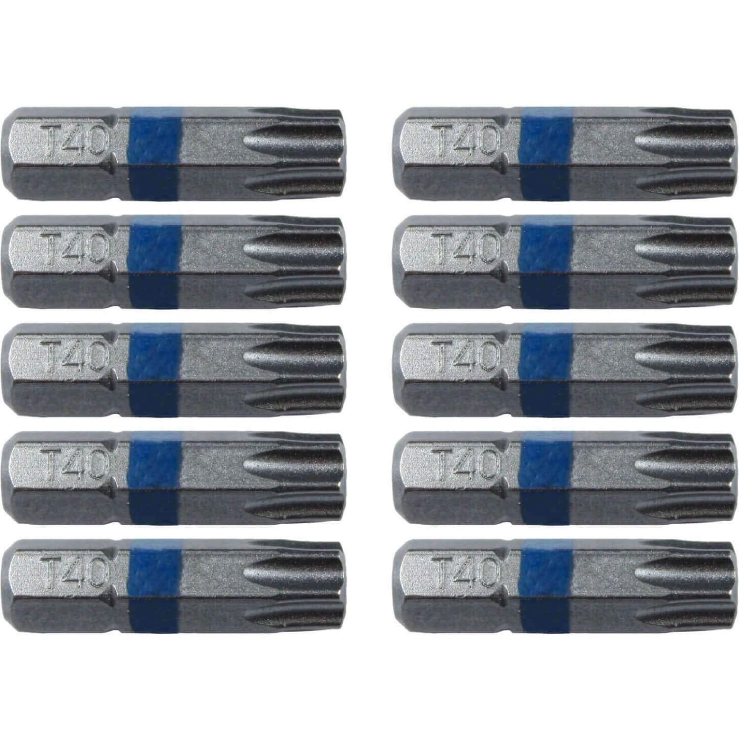 T40 (T-40) Torx/Star Driver Bit - Color Coded T40 x 1" Torx/Star Drive Bit for Screws and Fasteners Requiring T40 (T-40) Size Bits (10 PACK)