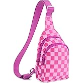 Checkered Sling Bag for Women Small Backpack Crossbody Chest Bag Fanny Packs Purses