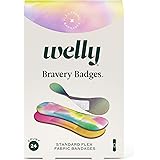 Welly Bandages Refill Pack - Bravery Badges, Adhesive Flexible Fabric Bandages, Standard Shapes, Colorwash Tie Dye Patterns -