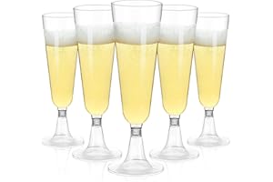 YUAN PLAN Plastic Champagne Flutes 40 Pack, 5.5OZ Disposable Champagne Glasses Clear Plastic Wine Glasses for Wedding, Thanksgiving Day, Party and Outdoor Celebrations