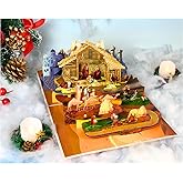 LYHADA Nativity Christmas Cards with Envelope Message Tag, Religious Christmas Cards, 3D Pop Up Christian Christmas Cards. Pop Up Nativity Card, Greeting Holiday Cards for Xmas