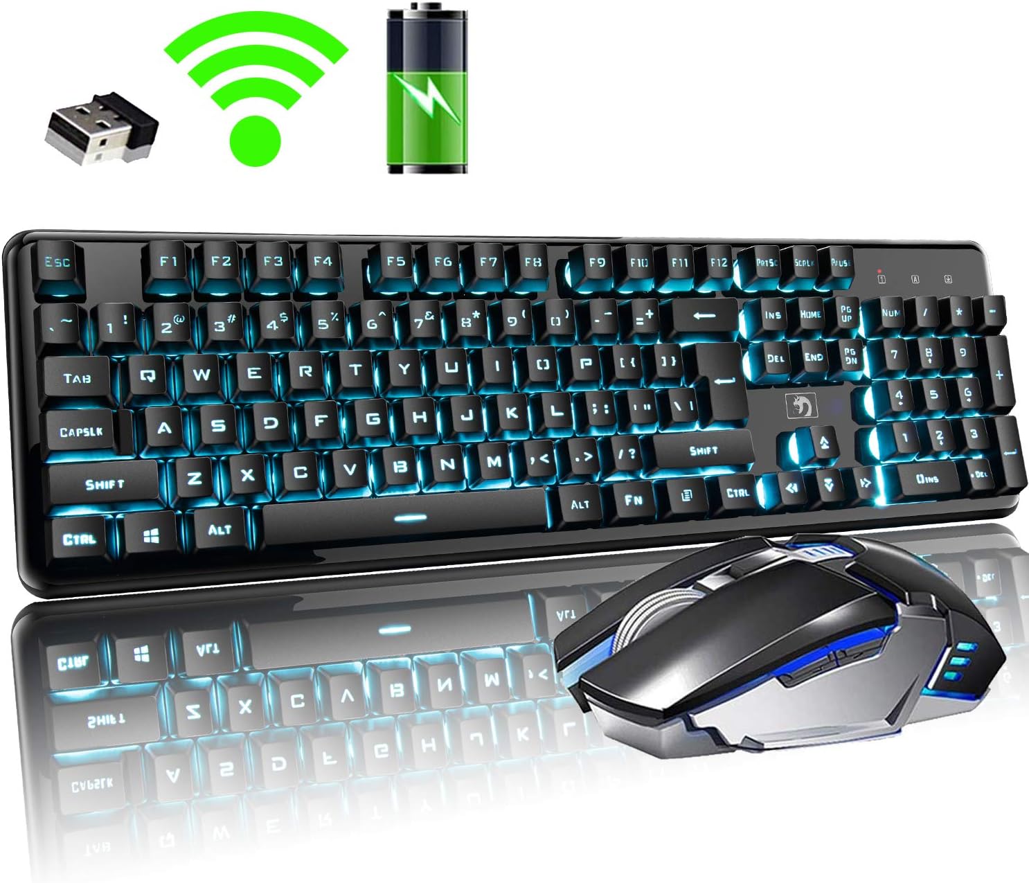 FELICON Rechargeable 2.4G Wireless Keyboard and Mouse Combo