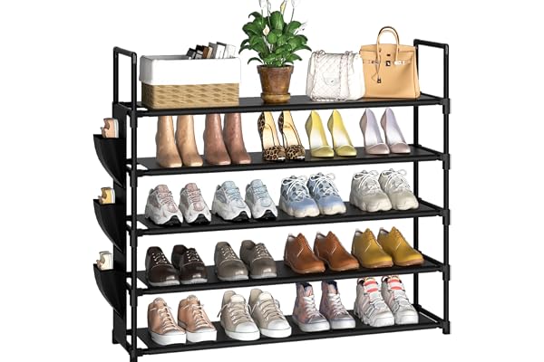 Shoe Rack 5 Tier Shoe Organizer Shoe Storage 20-25 Pairs for Closet Entryway Shoes Holder Space Saving Tall Shoes Shelf for B