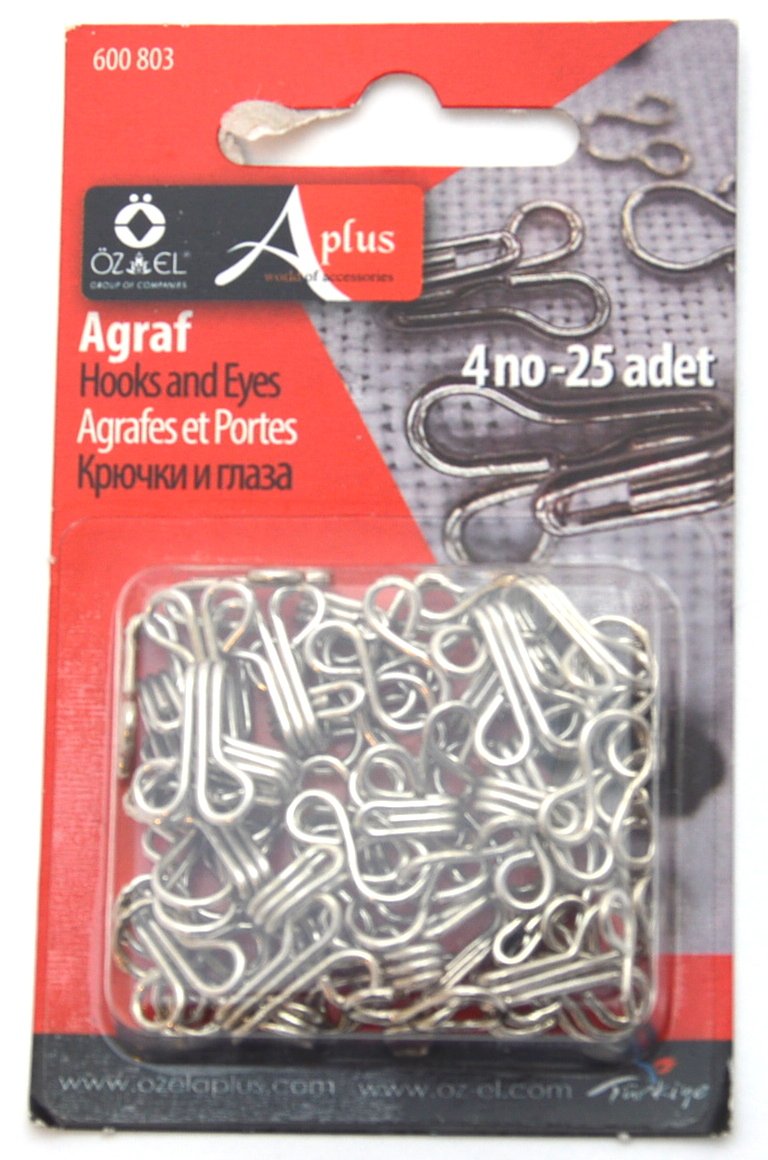 Ozelaplus 25 Pairs of Hook and Eye Fasteners-Silver