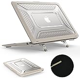 SEYMAC stock Case for MacBook Pro 16 inch, Shock-Absorbing Protection with Folding Stand &Mouse Pad Case for MacBook Pro 16 inch, Beige