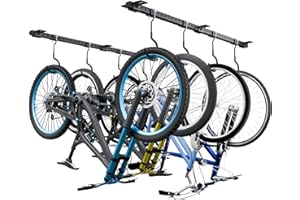 LXVOOEE Bike Ceiling Mount for Garage with 8Pcs Adjustable Rubber Coated Bike Hooks, Ceiling Bike Hangers for Garage Bike Rack Indoor Bicyle Storage Rack, Holds Up to 704lbs for 4-8 Bikes