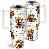 DUUV Highland Cow Gifts for Women Girls, Highland Cow Tumbler Cup, Christmas Birthday Gifts for Cowgirls, Just A Girl Who Loves Cows, Funny Cowgirl 40 Oz Tumbler with Handle, 1PCS
