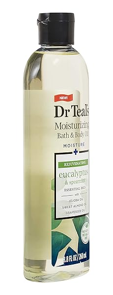 DR. TEALS BATH & BODY OIL GIFT SET (2 PACK, 8.8OZ EA.) – REJUVENATING EUCALYPTUS & SPEARMINT BLENDED WITH PURE EPSOM SALT – ESSENTIAL OILS HYDRATE SKIN & ALLEVIATES DAILY STRESS AT HOME