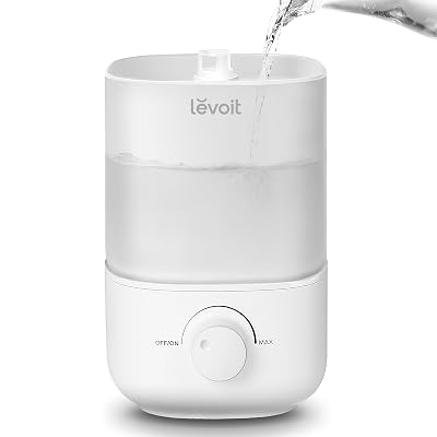 LEVOIT Top Fill Humidifiers for Bedroom, 2.5L Tank for Large Room, Easy to Fill & Clean, 28dB Quiet Cool Mist Air Humidifier for Home Baby Nursery & Plants, Auto Shut-off for Safety, 25H