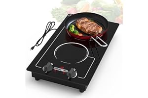 VBGK 2 burner Induction cooktop,110V 2300W double burner hot plate with LED Touch Screen, 9 Power Levels, Kids Lock & Timer, 