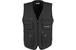 OU YA WOLF Men's Utility Work Hunting Travel Fishing Multi-Pockets Outdoor Vests