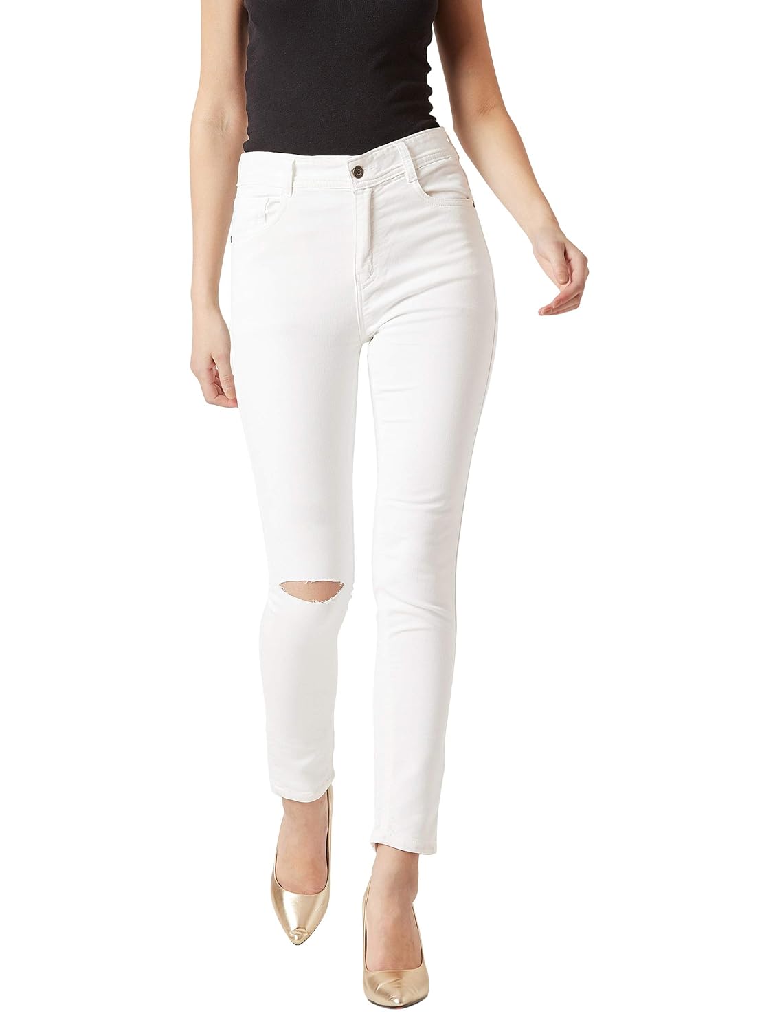 jeans with knee slits