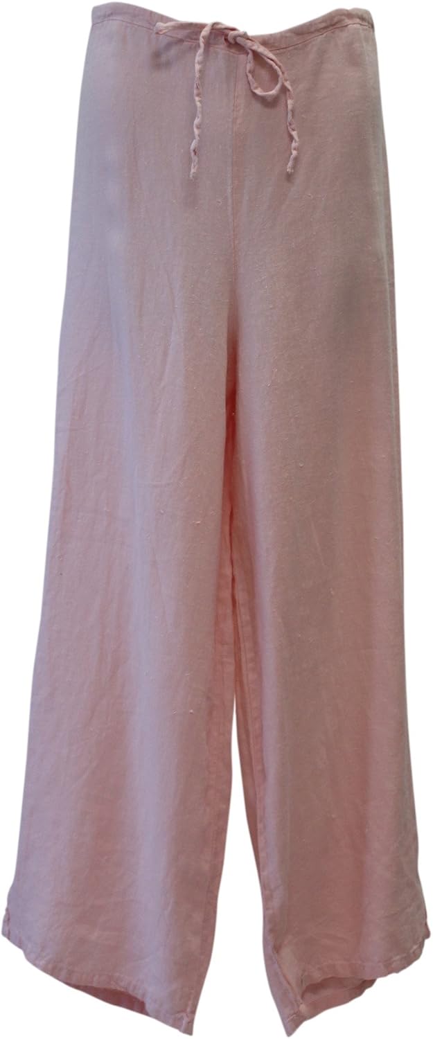 Liz and Jane Women's Linen Drawstring Long Pant Plus Size (1X, Pink) at
