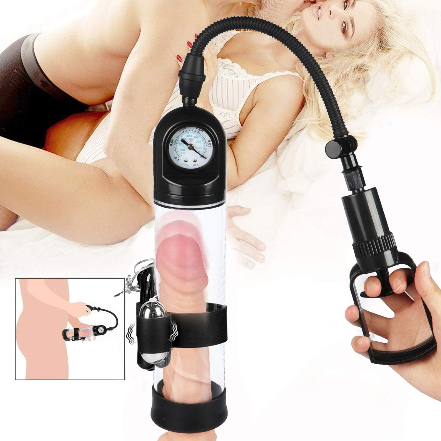 Manual Vacuum Amplitude Pump for Man's Stronger Item with Clear Cylinder for Easy Viewing Love Toy