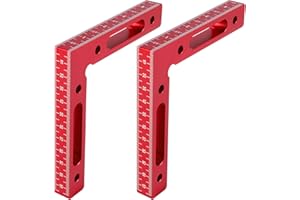 Povhhee 2 Pcs Aluminium Alloy 90 Degree Positioning Squares Right Angle Clamps Woodworking Carpenter Tool Corner Red