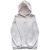 Floerns Women's Cute Bowknot Long Sleeve Hooded Sweatshirts Floral Hoodie Pullover