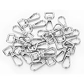 20 Pcs Metal Swivel Lobster Clasp Hooks,D Rings Purse Hardware for Bag Making,Purse Strap Hardware Push Gate Snap Hooks Trigger Clips for DIY Crafts Keychain Purse Handbag Making (Silver,1/2 Inch)