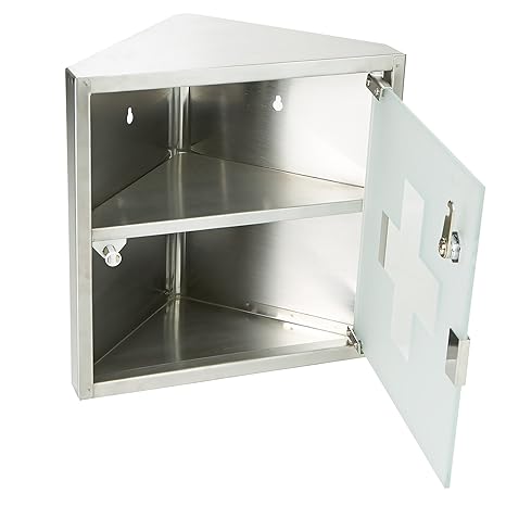 Mind Reader 2 Tier Medicine Cabinet With Locking Feature