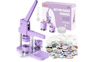 Alldeer Button-Maker-Machine Kit 32mm /1.25 inch, Button Press Machine 32mm, Easy-to-use Rotate Models, Pin Maker Kit with 100 Sets Plastic Supplies, DIY Small Badges, Starting Creative Project